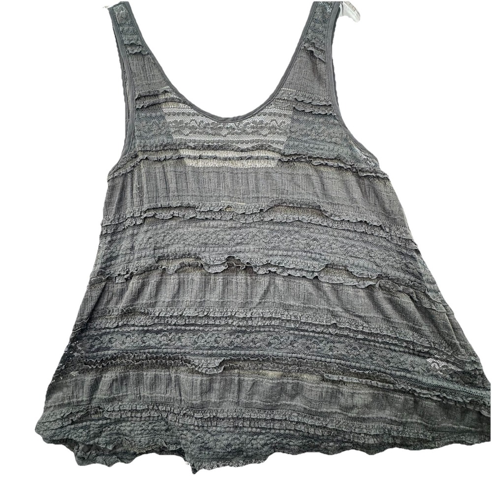 Pins and Needles Tank Top Women XS Grey Fairy Grunge Ruffle Crinkle Boho